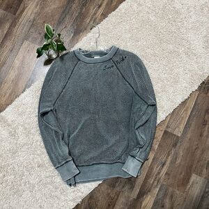 Victoria's Secret PINK Size XS Oversized Green Inside Out Crewneck Sweatshirt